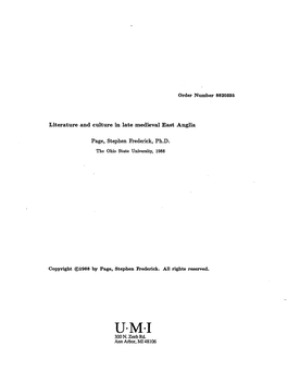 Literature and Culture in Late Medieval East Anglia