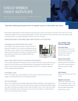 Cisco Webex® Meetings Video Services