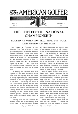 The Fifteenth National Championship Played at Wheaton, Ill., Sept