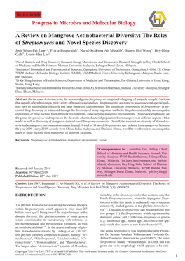 The Roles of Streptomyces and Novel Species Discovery