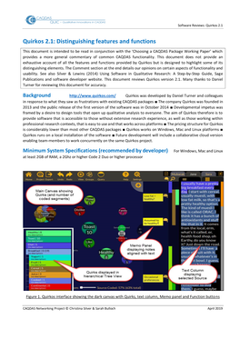 Quirkos 2.1: Distinguishing Features and Functions