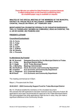 Minutes Tralee MD Meeting 28Th February 2020