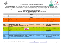 AGENDA 2020 (Janvier-Juin) Avec Ou Sans Les