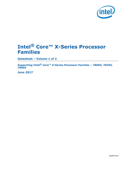 6Th Gen Intel® Core™ X-Series Processor Family Datasheet, Vol. 1