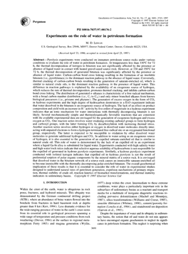 Experiments on the Role of Water in Petroleum Formation