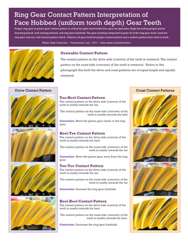 Ring Gear Contact Pattern Interpretation of Face