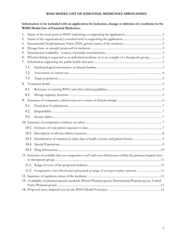 Who Model List of Essential Medicines Application 1