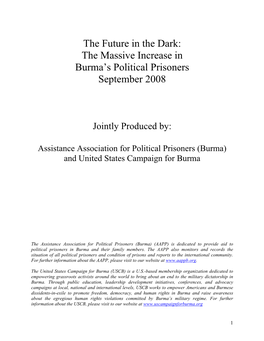 The Massive Increase in Burma's Political Prisoners September 2008