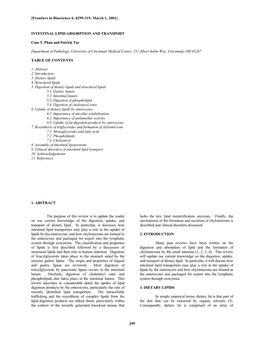 299 INTESTINAL LIPID ABSORPTION and TRANSPORT Cam T. Phan