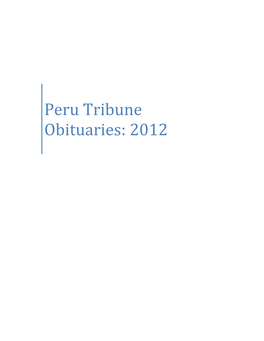Peru Tribune Obituaries: 2012