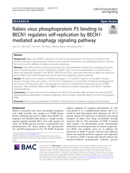 Rabies Virus Phosphoprotein P5 Binding to BECN1 Regulates Self