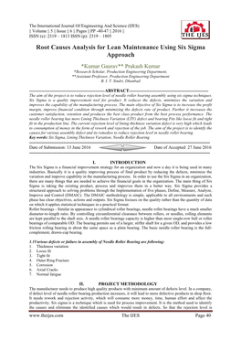 Root Causes Analysis for Lean Maintenance Using Six Sigma Approach