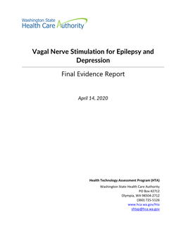 Vagal Nerve Stimulation for Epilepsy and Depression Final Evidence