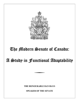 The Modern Senate of Canada: a Study in Functional Adaptability