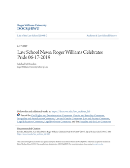 Law School News: Roger Williams Celebrates Pride 06-17-2019 Michael M