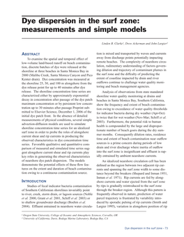 Dye Dispersion in the Surf Zone: Measurements and Simple Models