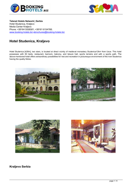 Lt Ebrochures 316 | Hotel Studenica, Kraljevo