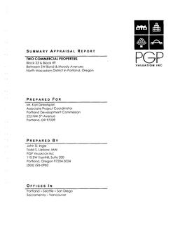 Block 33 & Block 49 PGP Between SW Bond & Moody Avenues VALUATION INC North Macadam District in Portland, Oregon