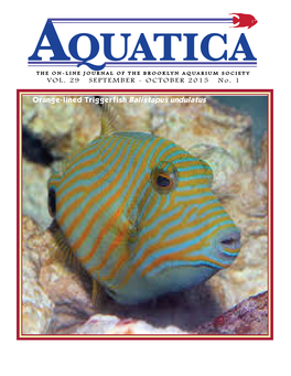 Orange-Lined Triggerfish Balistapus Undulatus 1 104 Y EARS of E DUCATING a QUARISTS AQUATICA VOL