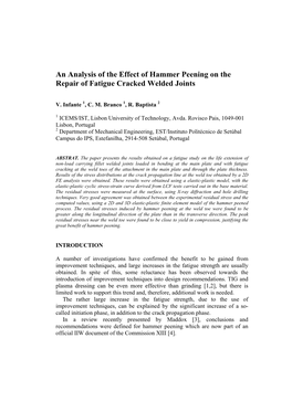 An Analysis of the Effect of Hammer Peening on the Repair of Fatigue Cracked Welded Joints