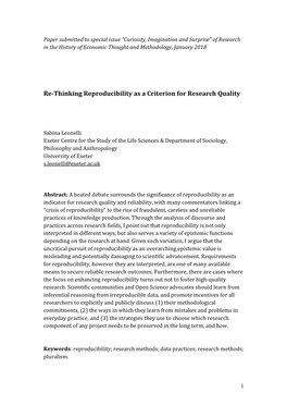 Re-Thinking Reproducibility As a Criterion for Research Quality