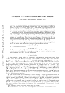 Arxiv:1708.01095V2 [Math.CO] 30 Mar 2018 Rp Hoy Generalized Theory