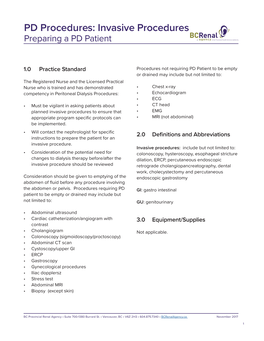 Invasive Procedures Preparing a PD Patient