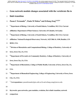 Gene Network Module Changes Associated with the Vertebrate Fin To