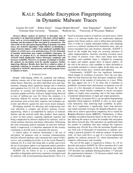 Scalable Encryption Fingerprinting in Dynamic Malware Traces