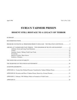 Syria=S Tadmor Prison