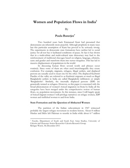 Women and Population Flows in India by Paula Banerjee