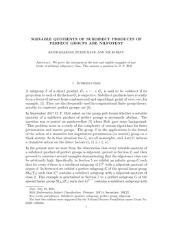 Solvable Quotients of Subdirect Products of Perfect Groups Are Nilpotent