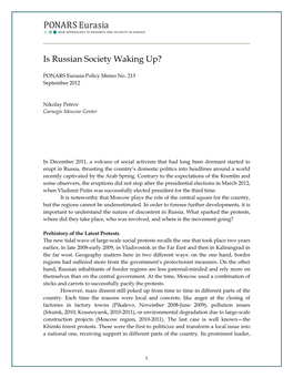 Is Russian Society Waking Up?