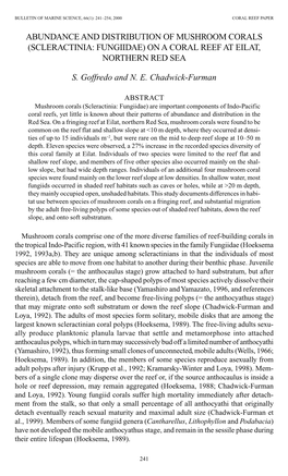 Abundance and Distribution of Mushroom Corals (Scleractinia: Fungiidae) on a Coral Reef at Eilat, Northern Red Sea