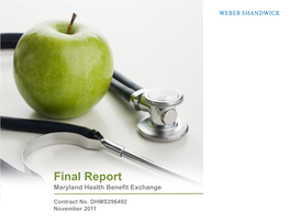 Final Report Maryland Health Benefit Exchange