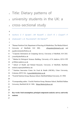 Dietary Patterns of University Students in the UK: a Cross-Sectional Study