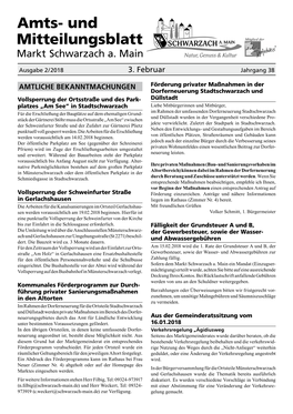 Amts- Und Mitteilungsblatt Markt Schwarzach A