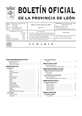 Boletín Oficial De La Provincia De León