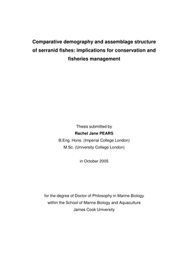 Comparative Demography and Assemblage Structure of Serranid Fishes: Implications for Conservation and Fisheries Management