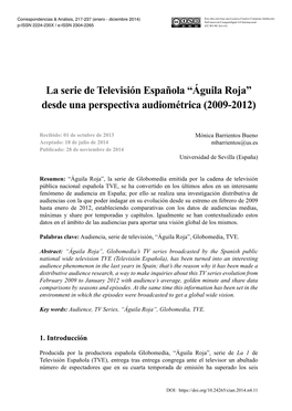 La Serie De Televisión Española “Águila Roja” Desde Una Perspectiva Audiométrica (2009-2012)