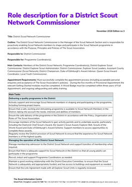 Role Description for a District Scout Network Commissioner