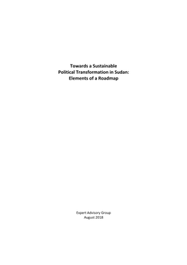 Towards a Sustainable Political Transformation in Sudan: Elements of a Roadmap