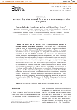 An Ecophysiographic Approach for Araucaria Araucana Regeneration Management