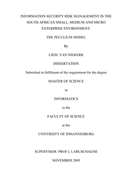 Information Security Risk Management in the South African Small, Medium and Micro Enterprise Environment