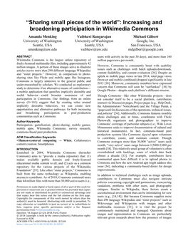 Increasing and Broadening Participation in Wikimedia Commons
