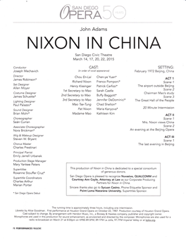 Nixon in China Program & Bios