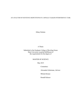 An Analysis of Sentence Repetitions in a Single-Talker Interference Task