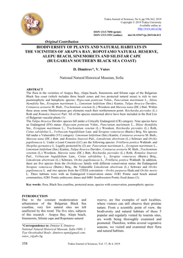 Biodiversity of Plants and Natural Habitats in the Vicinities of Arapya