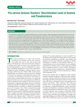 Pre-Service Science Teachers' Discrimination Level Of