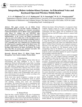 Integrating Irobot-Arduino-Kinect Systems: an Educational Voice and Keyboard Operated Wireless Mobile Robot